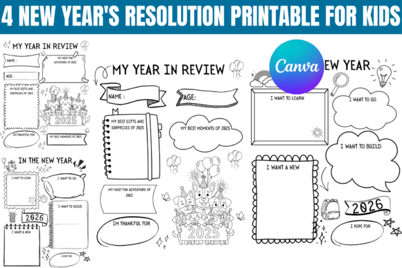4 New Year's Resolution Printable — Graphics & Print Templates