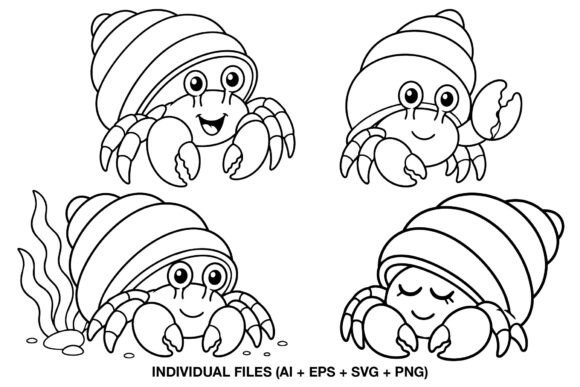 Cute Hermit Crab Graphics for Handmade Crafts