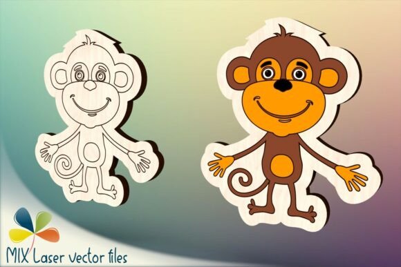 Cute Monkey Silhouette Laser Cutting for Toy Shops