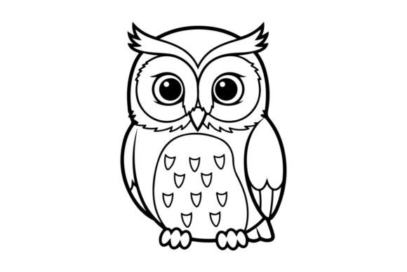 Cute Outline Owl Illustration: Graphics & Coloring Pages Amp