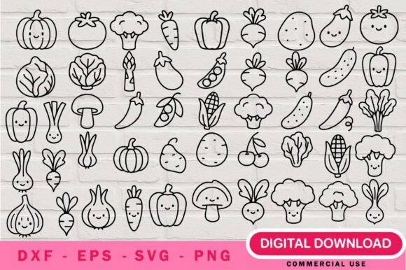 Cute Veggie Outlines SVG: Graphics & Illustrations Review