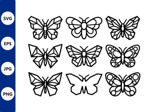 Geometric Butterfly Line Art for Real Embroidery Use