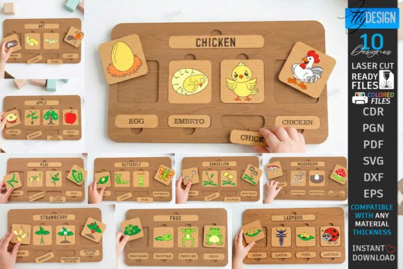 Life Cycle Puzzle Bundle: Laser Cutting Toys & Crafts