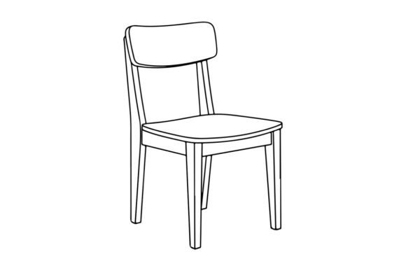Line Drawing of a Simple Chair: Graphics for Coloring Pages Amp