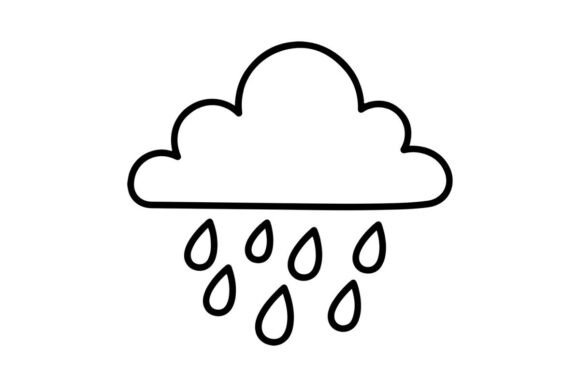 Outline Rain Cloud Vector: Graphics & Coloring Pages Amp