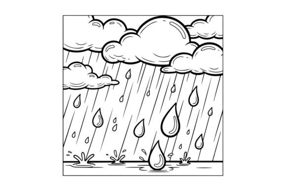 Rainy Day Storm Outline: Graphics for Coloring Pages Amp