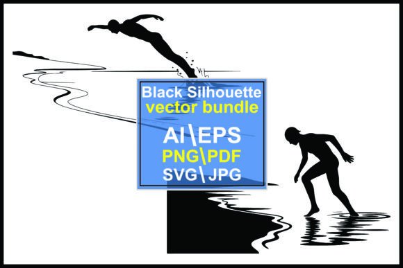 Silhouette of a Person Diving Water