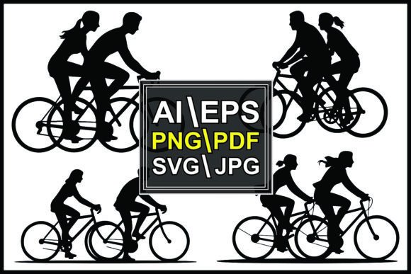 Silhouettes Groups People Riding Bicycle Graphics Review