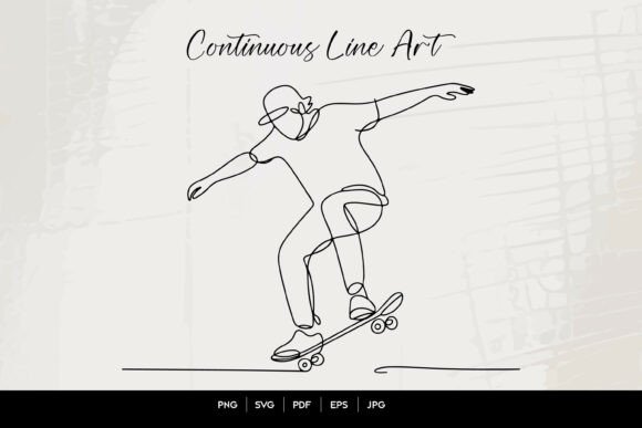 Skateboarder Trick Line Art: Graphics & Crafts