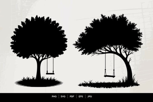 Tree Swing Silhouette: Peaceful Nature Graphics & Crafts