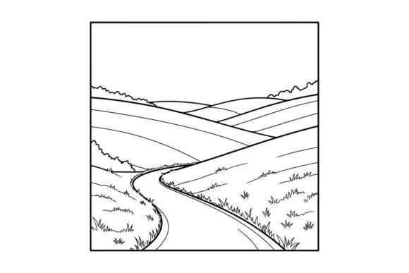 Winding Road Through Countryside Hills: Graphics & Coloring Pages Amp